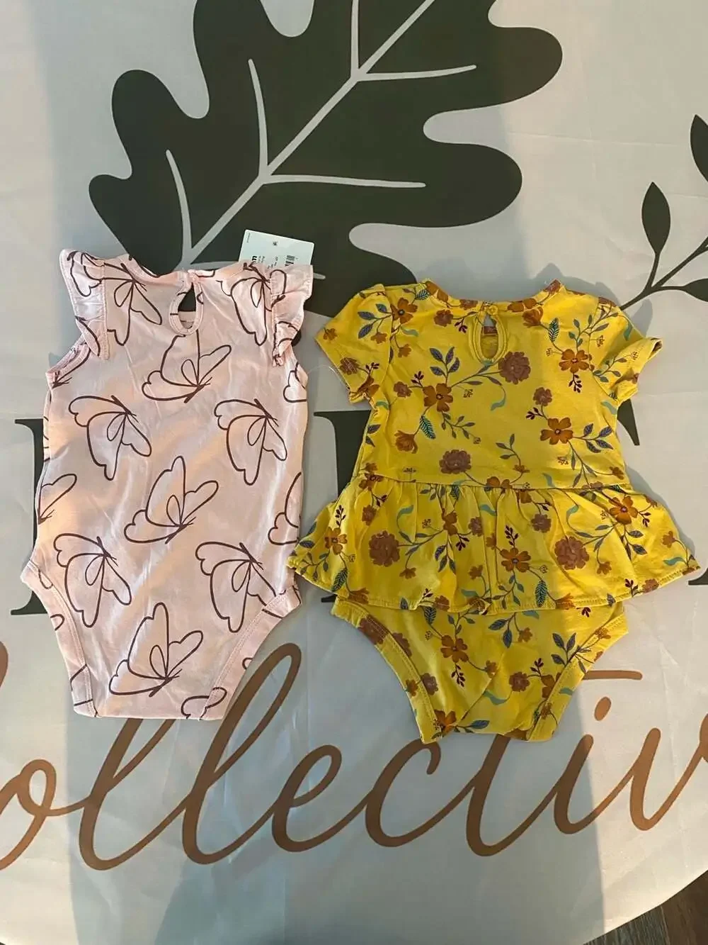 Carter's Baby Girl 9M 2-Piece Bodysuit Set (Floral Peplum and Butterfly Flutter